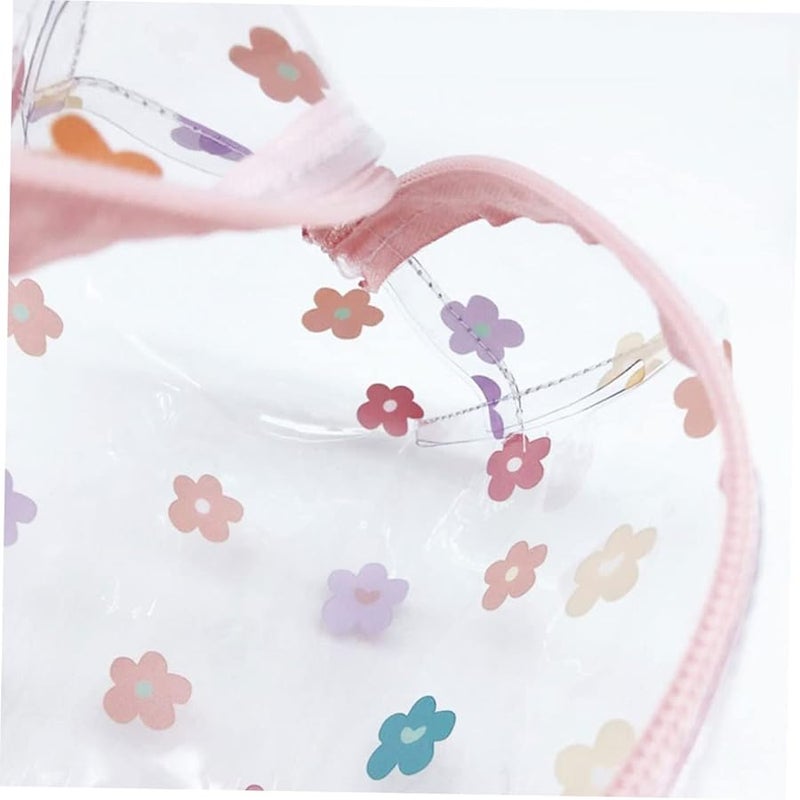 2Pcs Large Capacity Transparent Toiletry Bag With Flower Print For Travel Fitness Home - Image 2